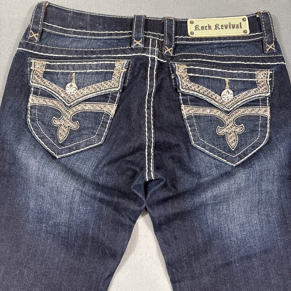Rock Revival Jen Skinny Women's  28 Embroidered Jeans EMBELISHED THICK STITCH